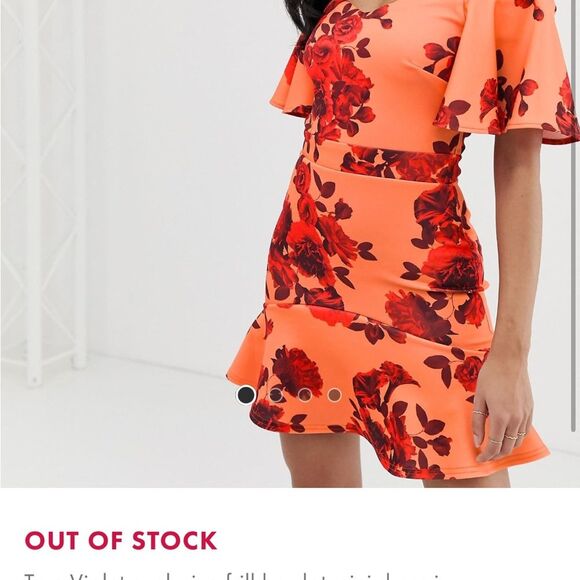 ASOS True Violet Bardot mini dress off the shoulder scuba ruffle floral print 10 - Picture 14 of 14